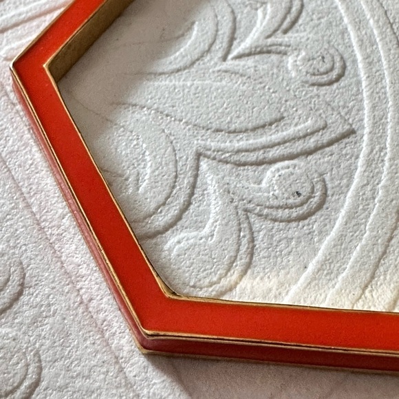 Designer Kate Spade Bracelet Bangle Orange Enamel & Gold Tone Hexagon Rare 5374 - Picture 8 of 8